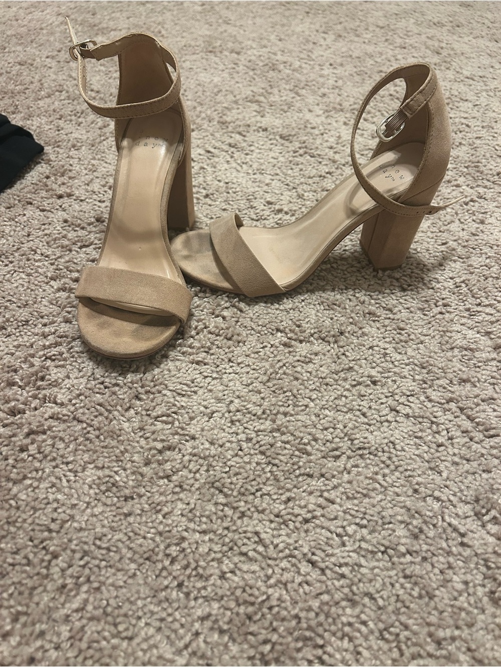 a new day Tan Suede Block Heel Sandals with Ankle Strap